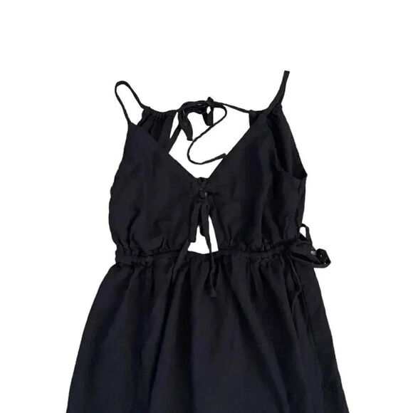 O’Neill Viscose Black Front Tie Straps  Slits Flowy Beach Maxi Womens Dress SZ S - Picture 6 of 16